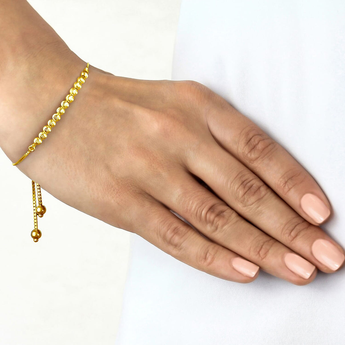 9K Yellow Gold Ball and Chain Adjustable Bracelet Maximum 9 Inch, 1.8 grams 6093052 1