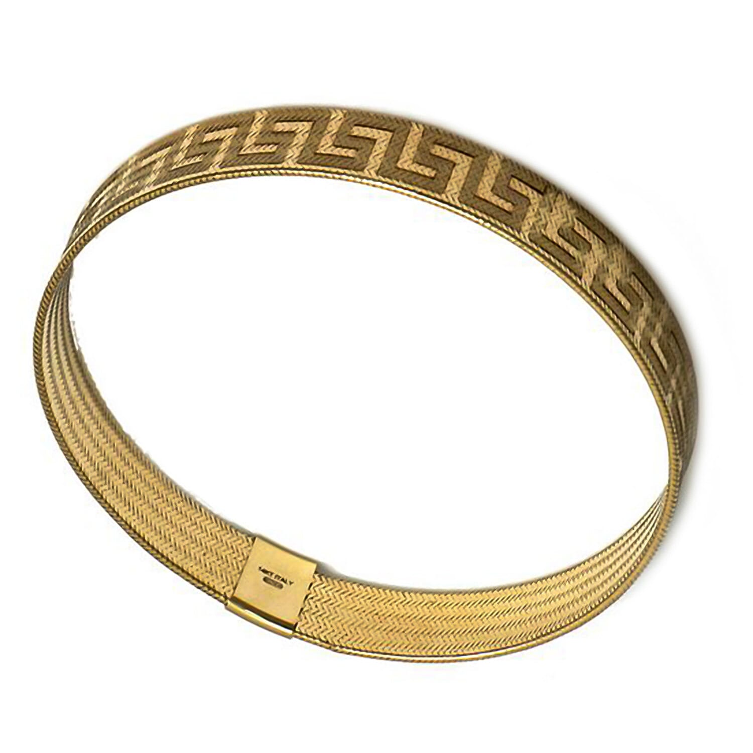 9K Yellow Gold Greek Key Stretchable Bangle (Size 7) 7792205 0
