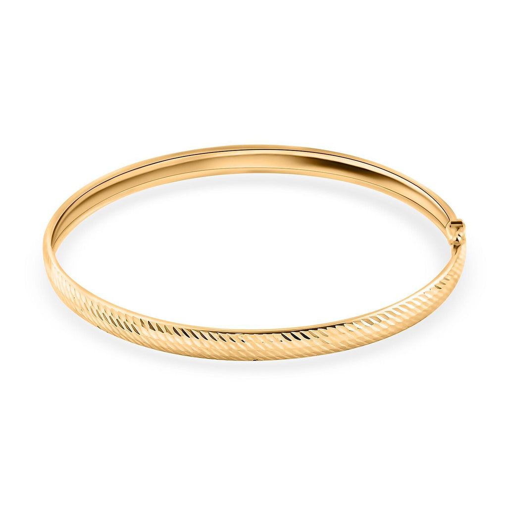 9K Yellow Gold Designer Inspired Bangle 7.5 Inch (62mm Width) Gold Wt. 3.20 Grams