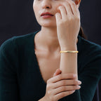 9K Yellow Gold Designer Inspired Bangle 7.5 Inch (62mm Width) Gold Wt. 3.20 Grams