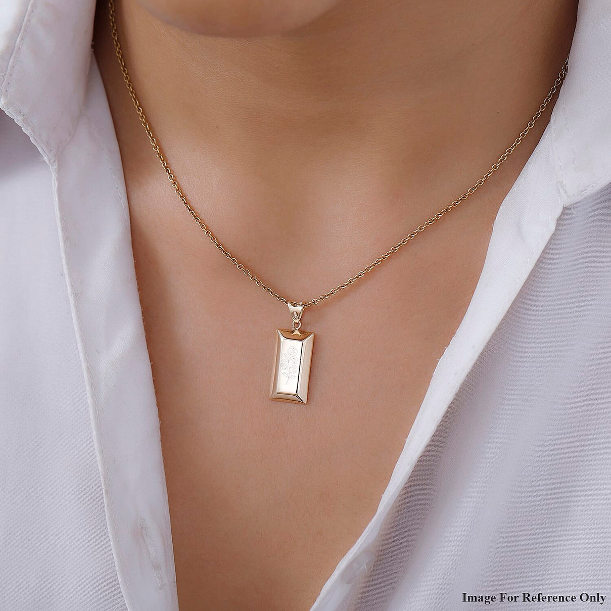 Italian Made Closeout Deal - 9K Yellow Gold Rose Ingot Bar Pendant 7520213 2