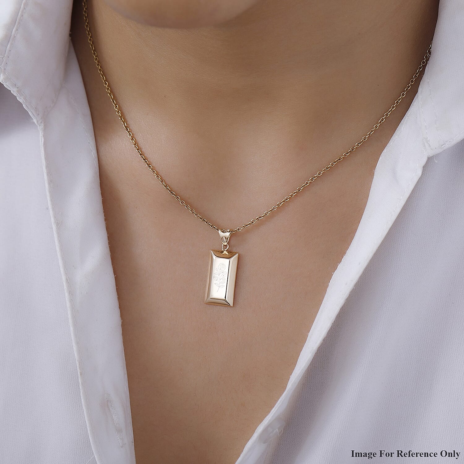 Italian Made Closeout Deal - 9K Yellow Gold Rose Ingot Bar Pendant 7520213 2