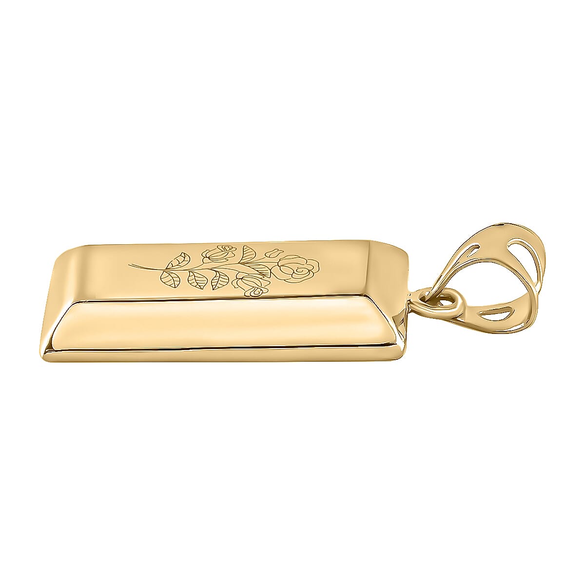 Italian Made Closeout Deal - 9K Yellow Gold Rose Ingot Bar Pendant 7520213 4