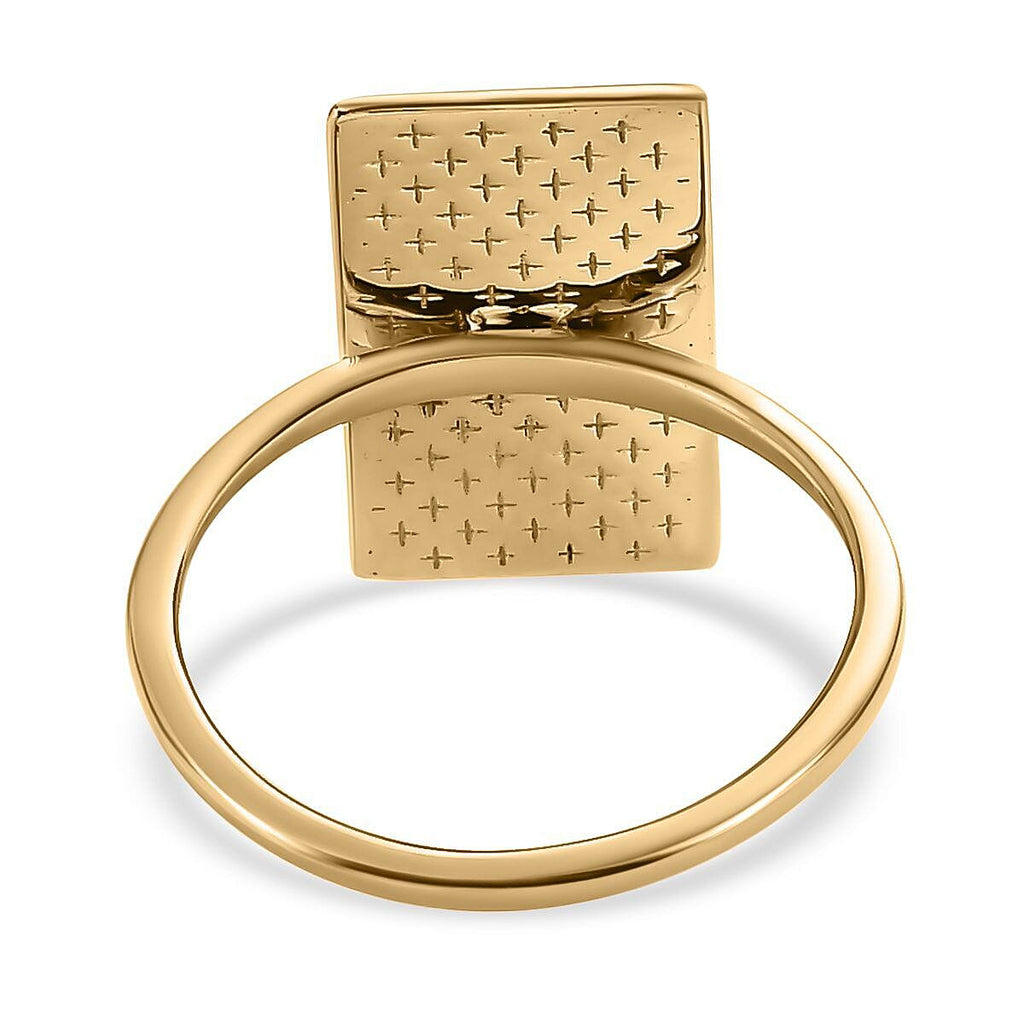 Italian Made - 9K Yellow Gold Dragon Motif Bar Ring