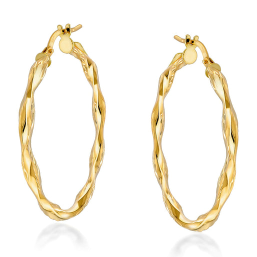 9K Yellow Gold Bean Tube Twist Earring with Clasp