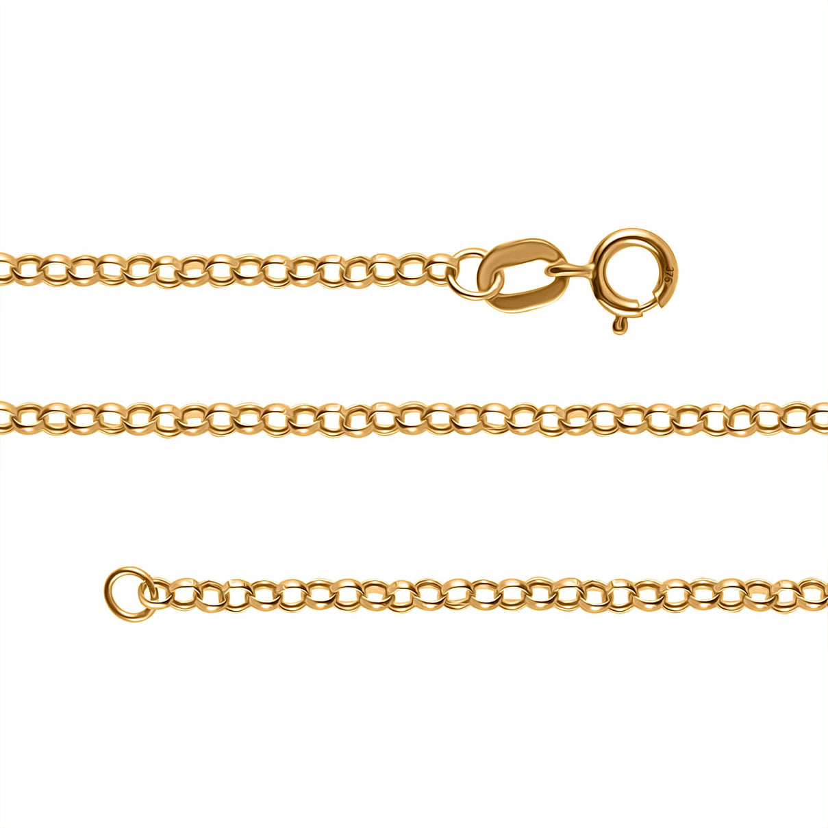 9K Yellow Gold Round Belcher Chain (Size - 24) with Spring Ring Clasp 7992315 2
