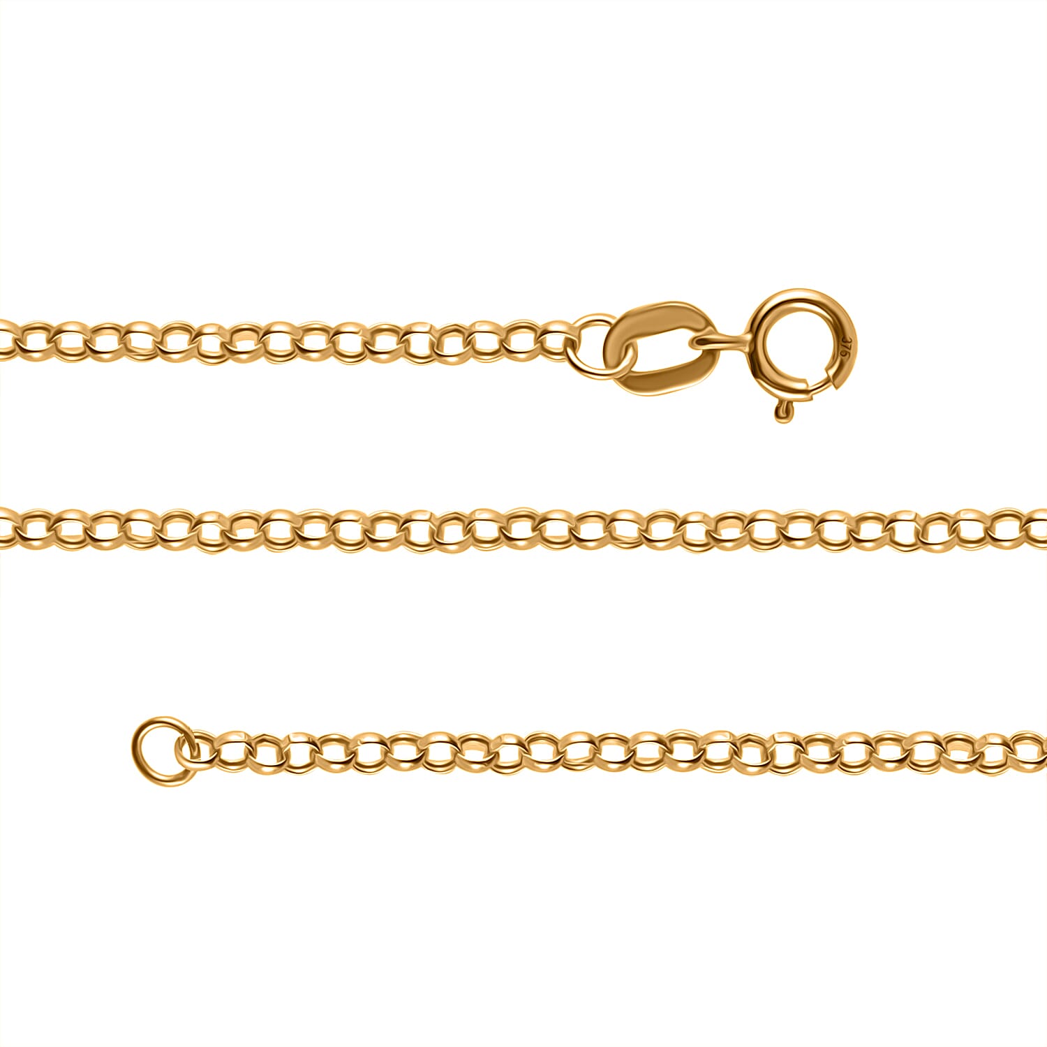 9K Yellow Gold Round Belcher Chain (Size - 24) with Spring Ring Clasp 7992315 2