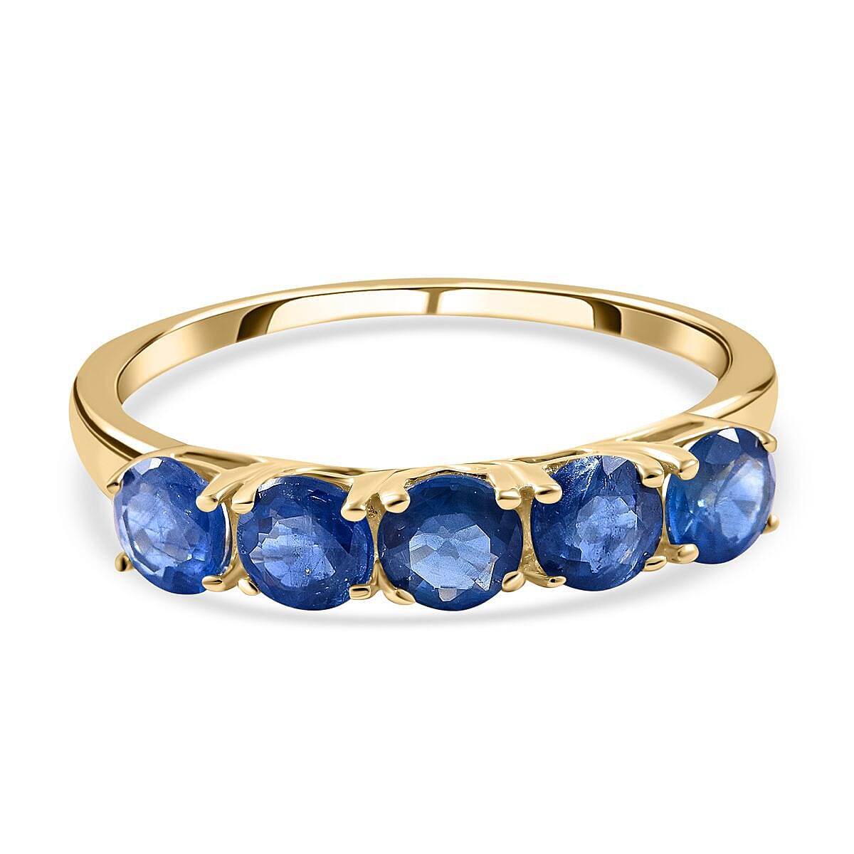 9K Yellow Gold Kanchanaburi Blue Sapphire 5 Stone Ring 1.74 Ct. 7210406 0