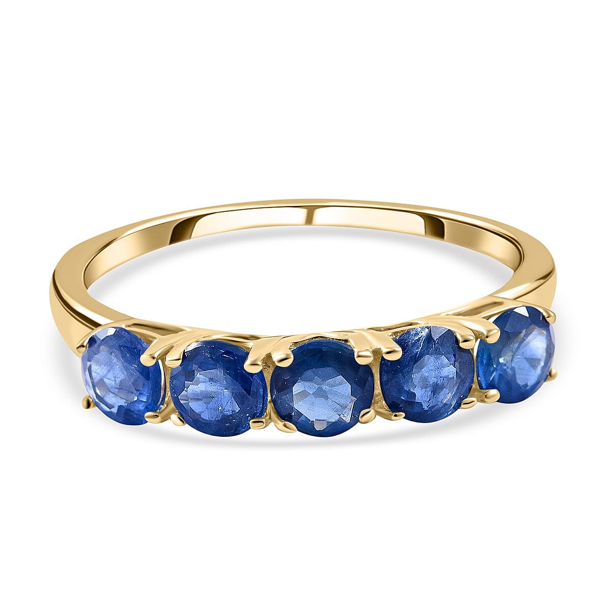 9K Yellow Gold Kanchanaburi Blue Sapphire 5 Stone Ring 1.74 Ct. 7210406 1