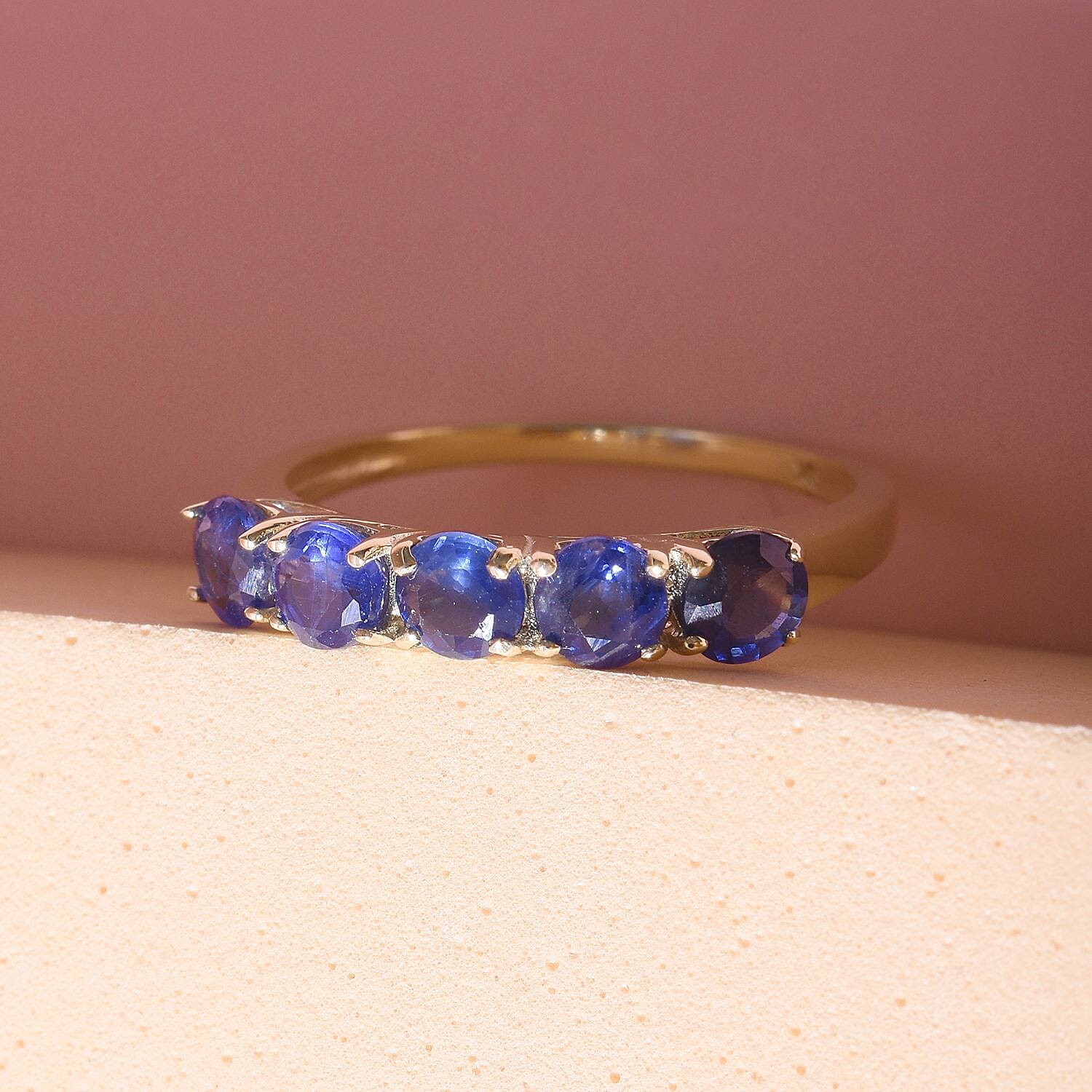 9K Yellow Gold Kanchanaburi Blue Sapphire 5 Stone Ring 1.74 Ct. 7210406 3