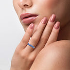 9K Yellow Gold Kanchanaburi Blue Sapphire 5 Stone Ring 1.74 Ct.