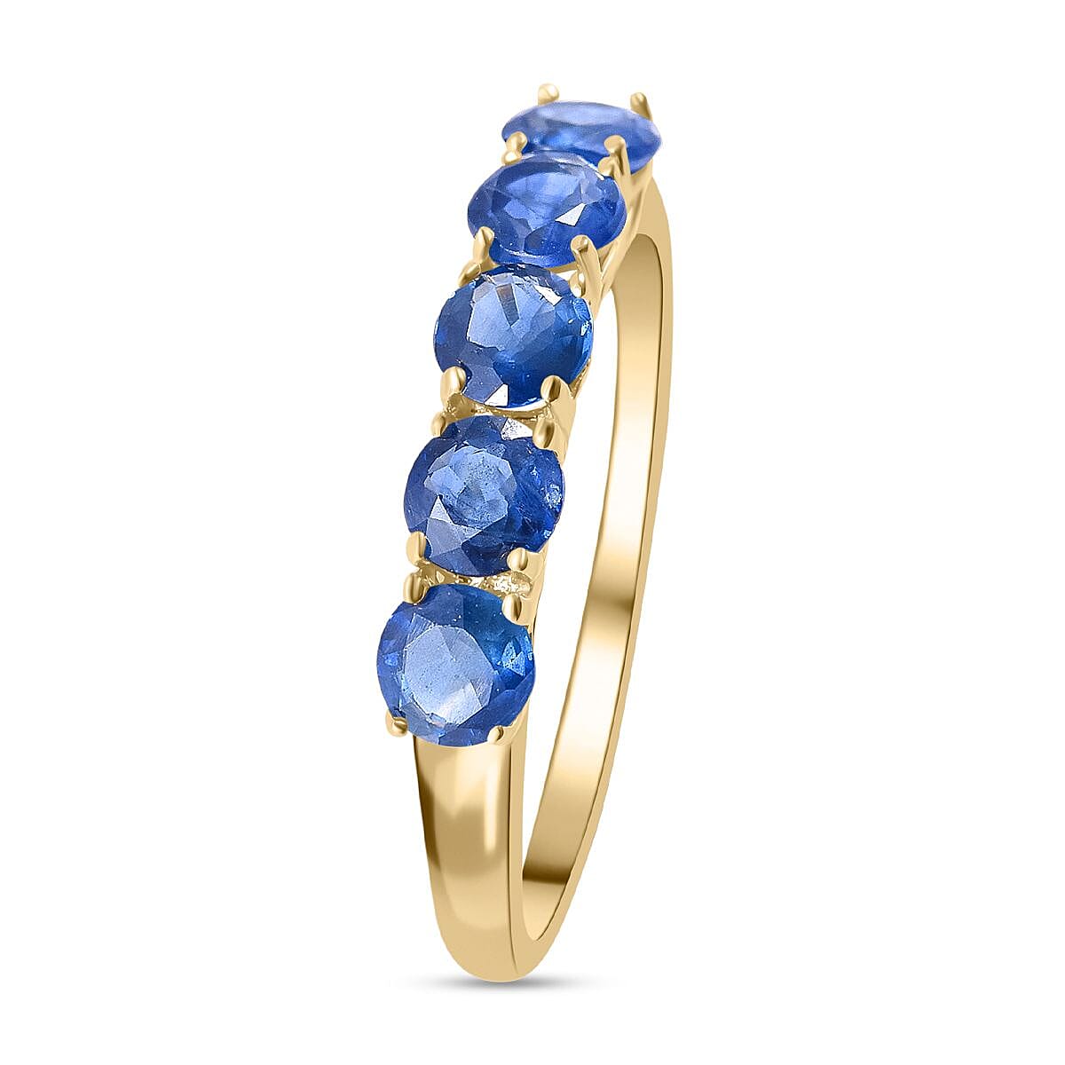 9K Yellow Gold Kanchanaburi Blue Sapphire 5 Stone Ring 1.74 Ct. 7210406 7