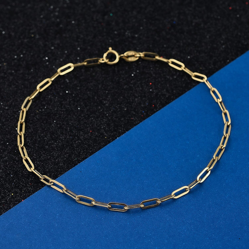 Hatton Garden Closeout - 9K Yellow Gold Paper Clip Bracelet (Size - 7.25)