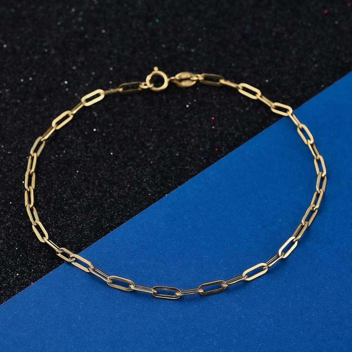 Hatton Garden Closeout - 9K Yellow Gold Paper Clip Bracelet (Size - 7.25) 7694133 1