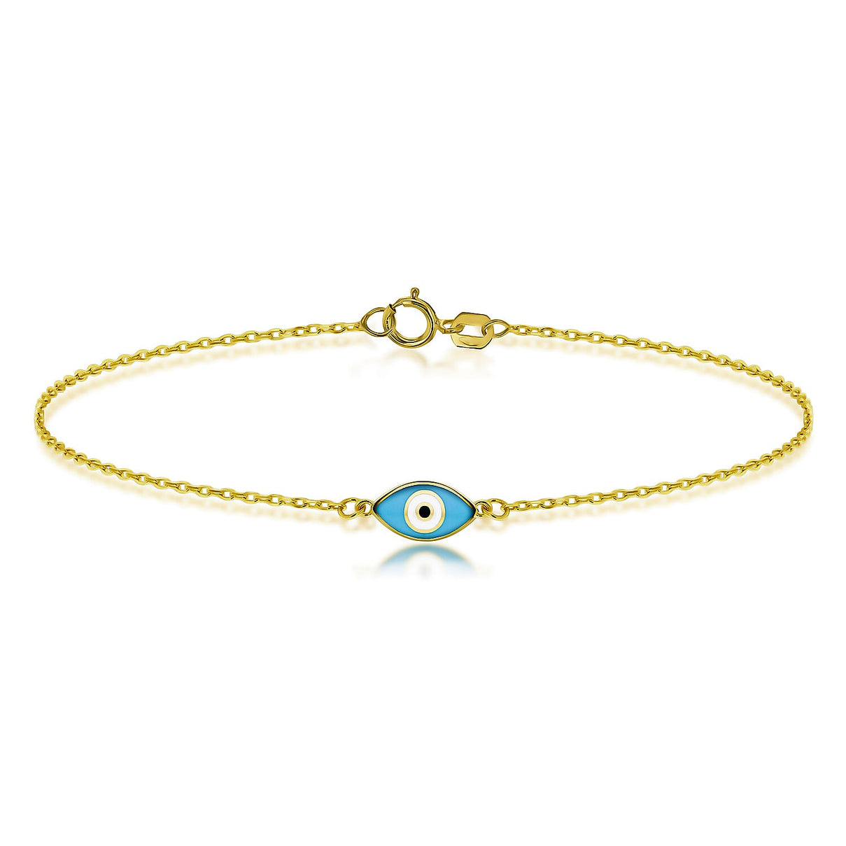Blue Evil Eye Bracelet in 9K Yellow Gold 7.5 Inch 7567437 0