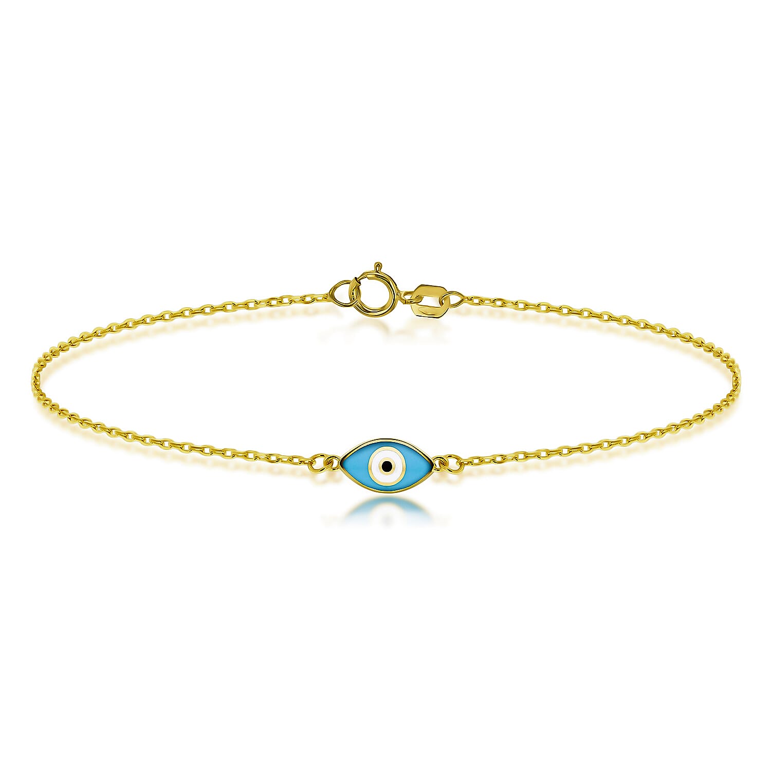 Blue Evil Eye Bracelet in 9K Yellow Gold 7.5 Inch 7567437 0