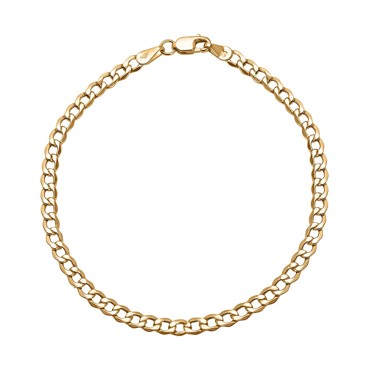 9K Yellow Gold Bevelled Flat Curb Bracelet (Size - 7.5) 7663052 0