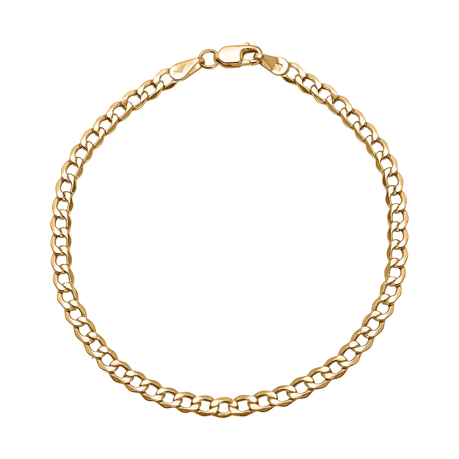 9K Yellow Gold Bevelled Flat Curb Bracelet (Size - 7.5) 7663052 0