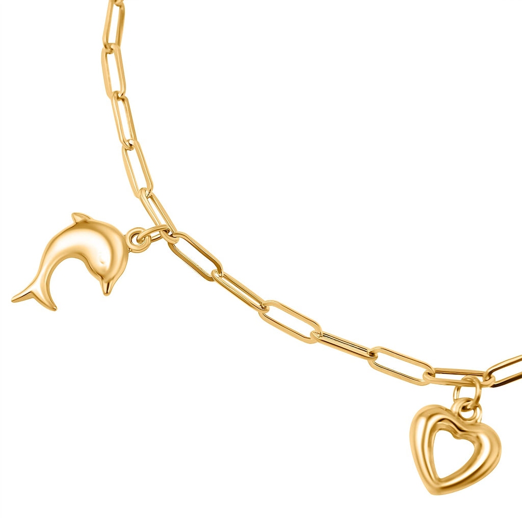 JCK Vegas CLose Out- 9K Yellow Gold Multi Charms Bracelet (Size - 7.5) 2.50 Grams