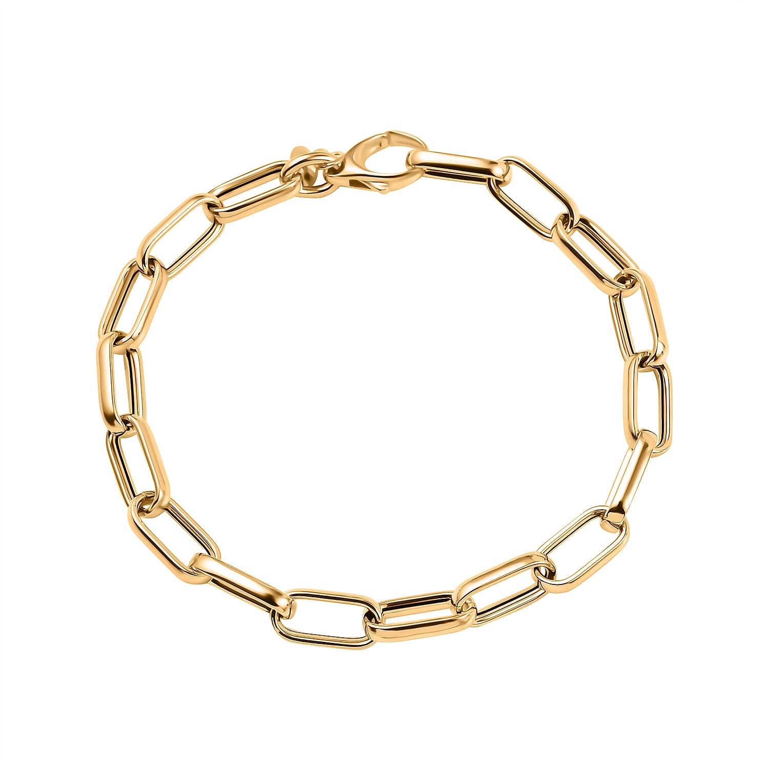 Maestro Collection - 9K Yellow Gold Square Paperclip Bracelet (Size - 7.5) 7786424 0