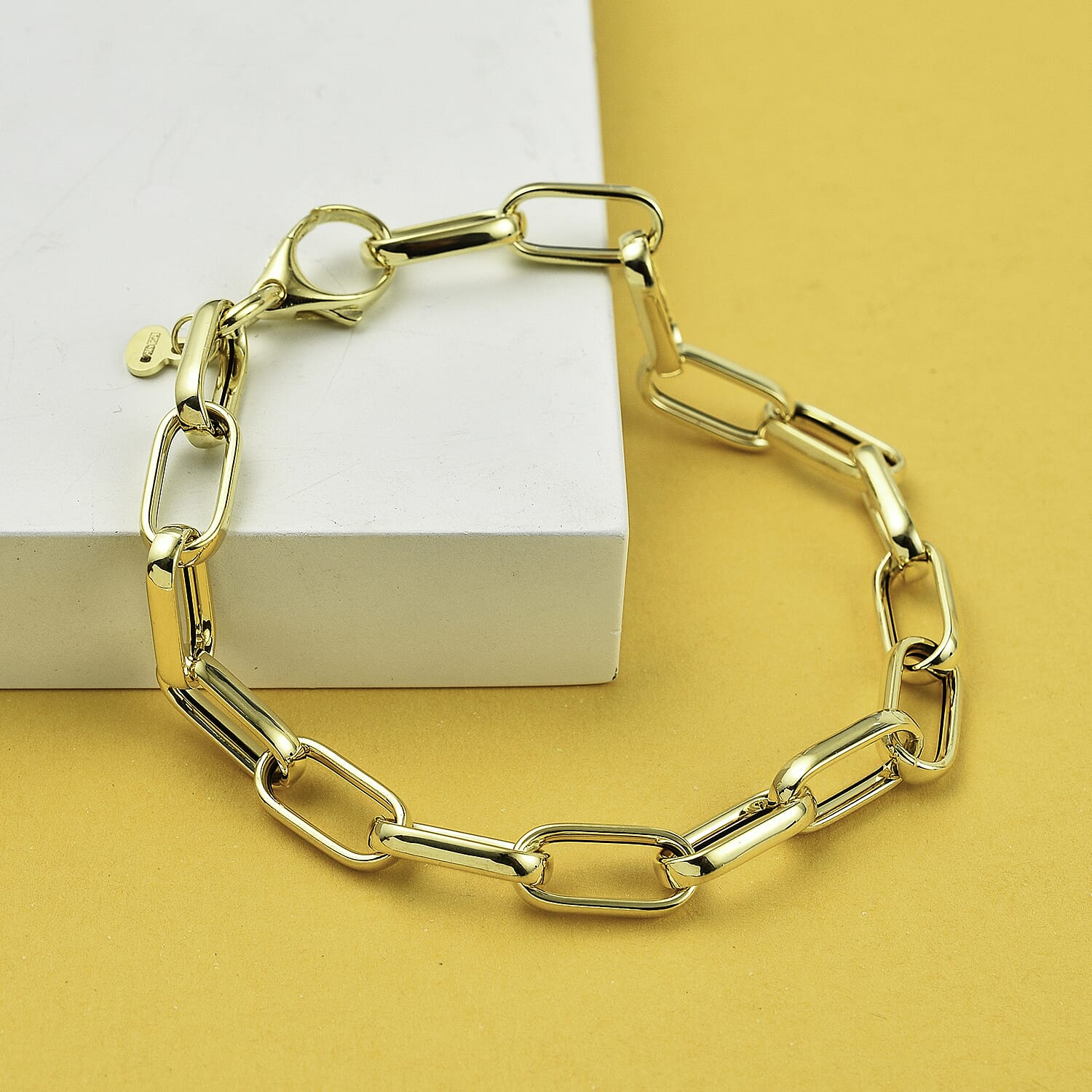 Maestro Collection - 9K Yellow Gold Square Paperclip Bracelet (Size - 7.5) 7786424 1