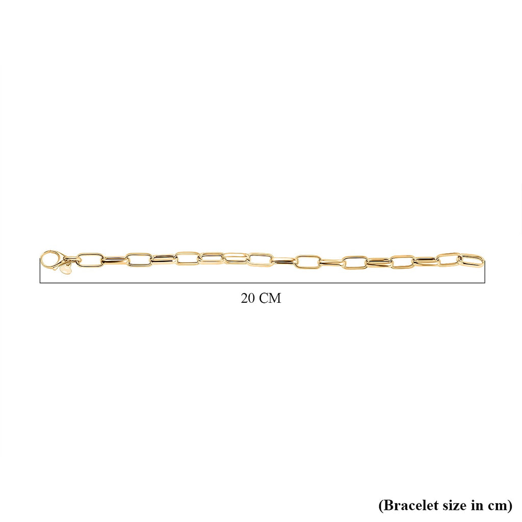 Maestro Collection - 9K Yellow Gold Square Paperclip Bracelet (Size - 7.5)