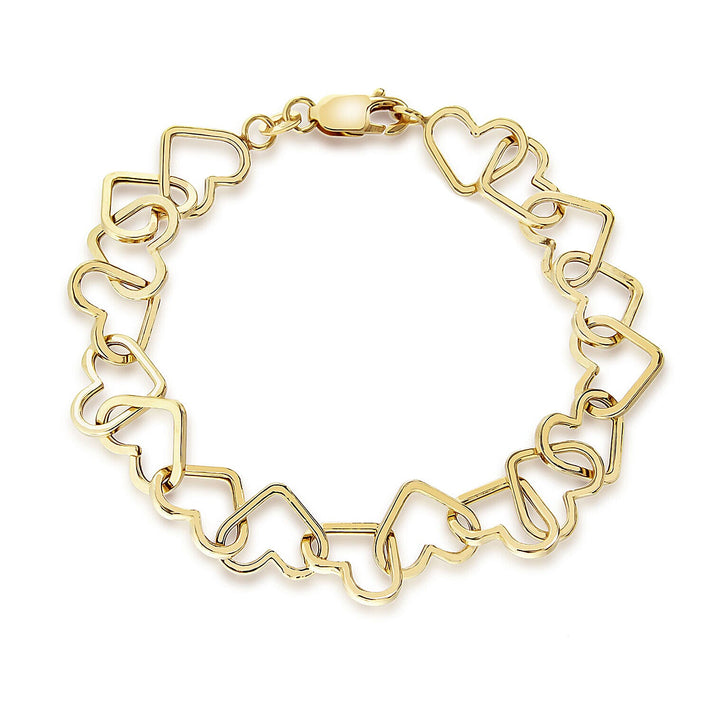 9K Yellow Gold Heart Link Belcher Bracelet 7.5 Inch 7488705 2