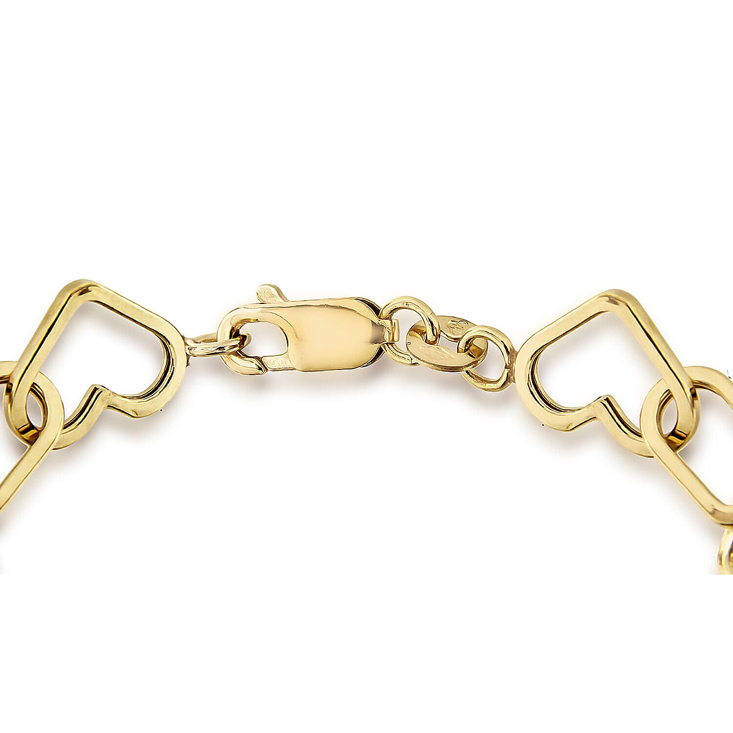 9K Yellow Gold Heart Link Belcher Bracelet 7.5 Inch 7488705 3