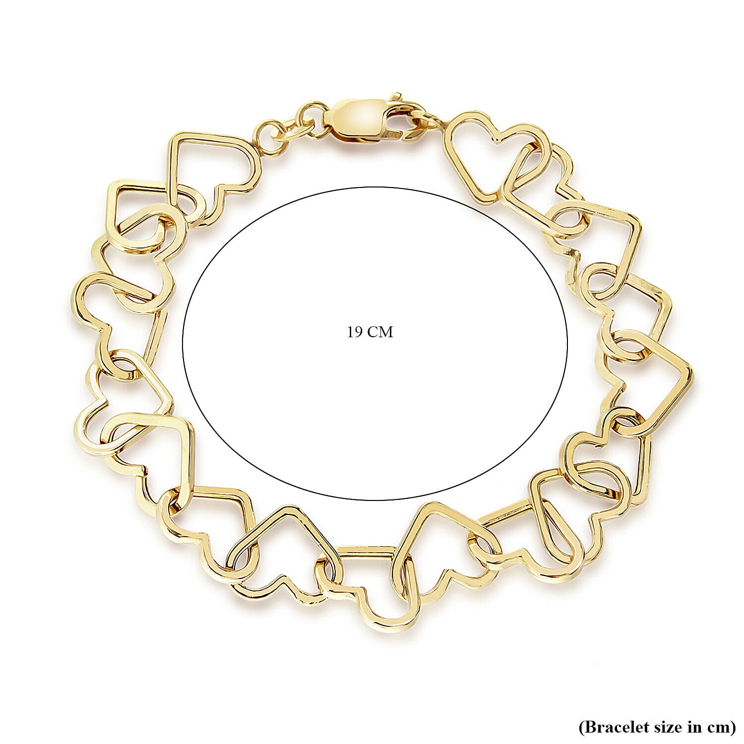 9K Yellow Gold Heart Link Belcher Bracelet 7.5 Inch 7488705 4