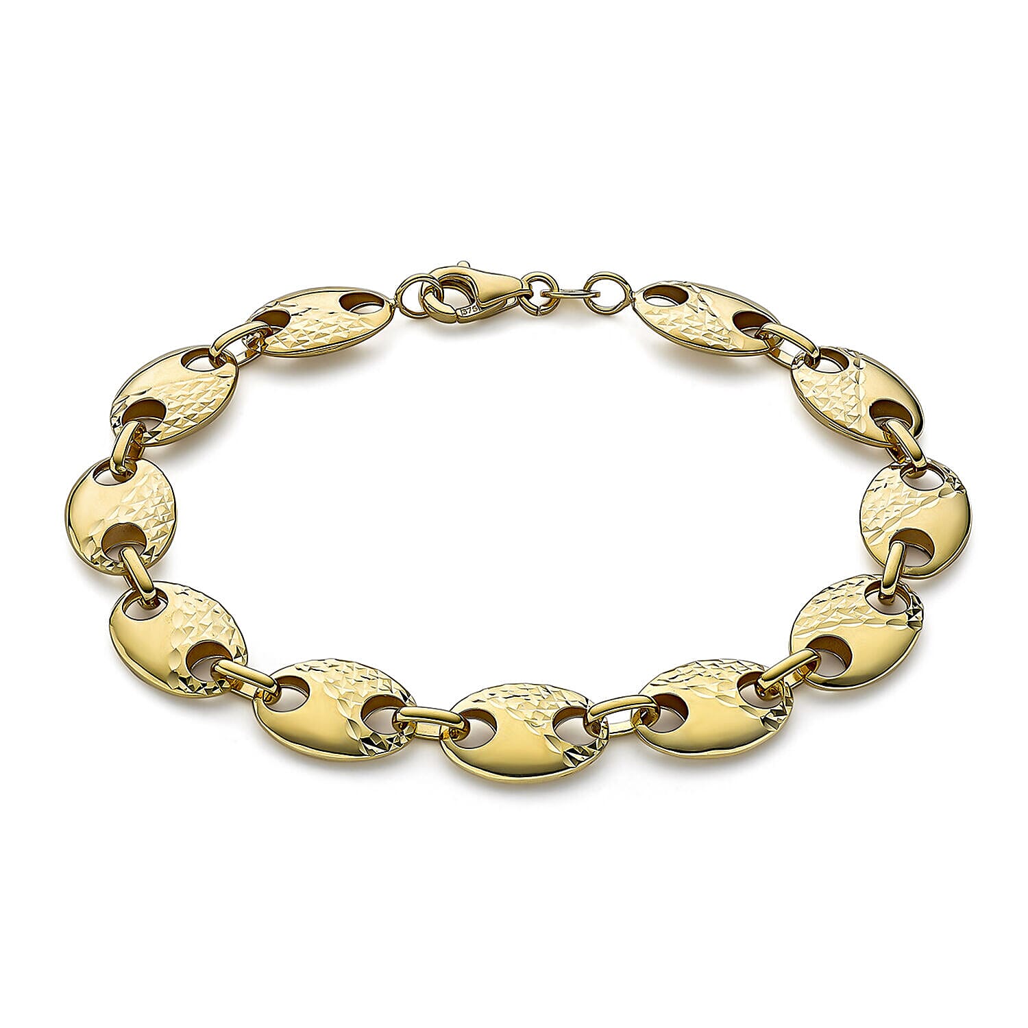 9K Yellow Gold 8.5mm Half Diamond Cut Puffed Rambo Chain 7328353 0