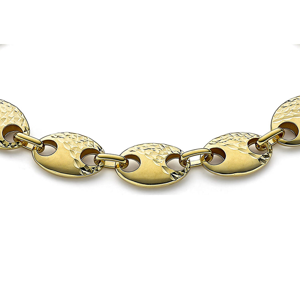 9K Yellow Gold 8.5mm Half Diamond Cut Puffed Rambo Chain 7328353 1