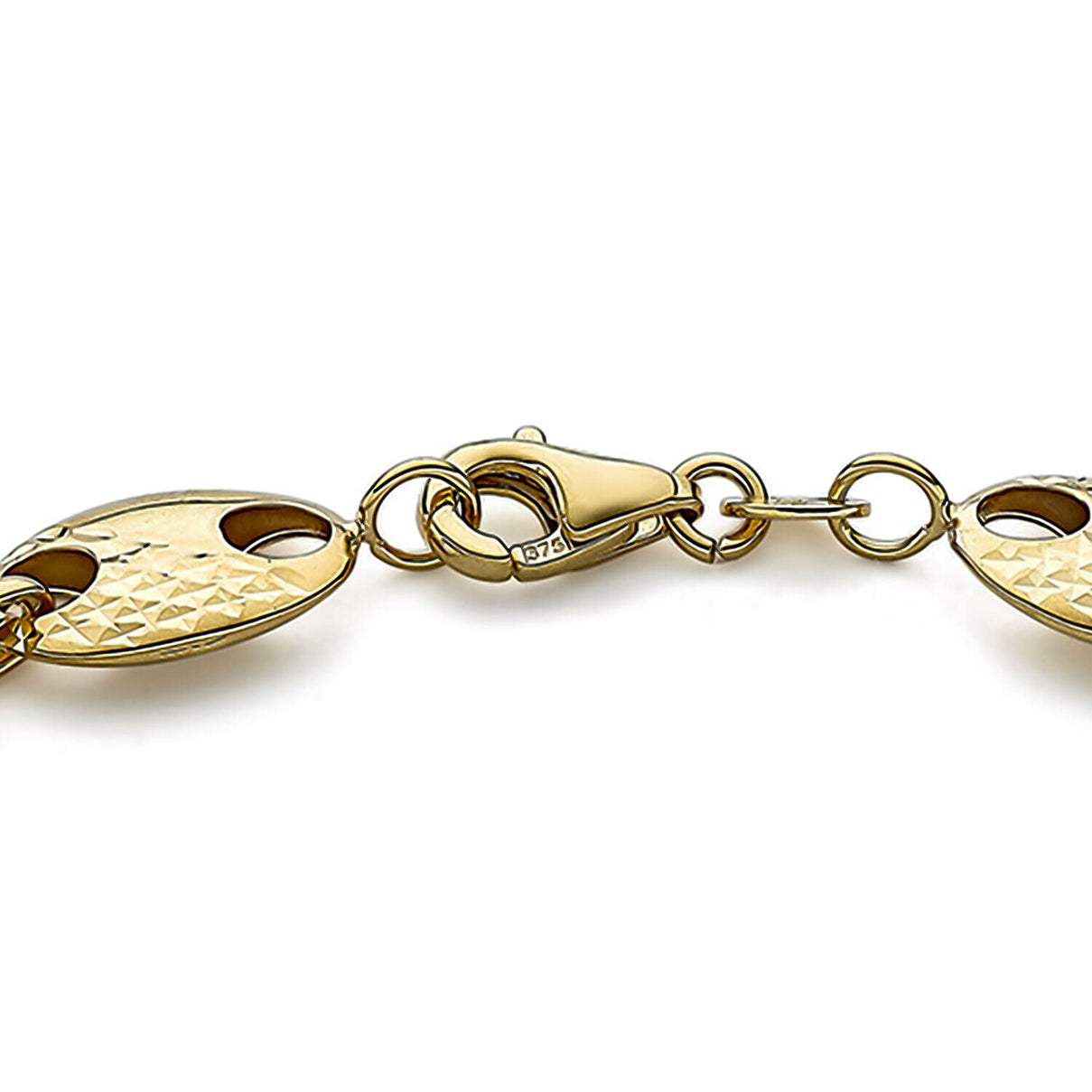 9K Yellow Gold 8.5mm Half Diamond Cut Puffed Rambo Chain 7328353 2