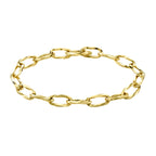 Vicenza Exclusive Find - 9K Yellow Gold FANCY OVAL LINK Textured Bracelet (Size - 7.5)
