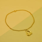 9K Yellow Round Belcher Heart Gold Bracelet (Size - 7)
