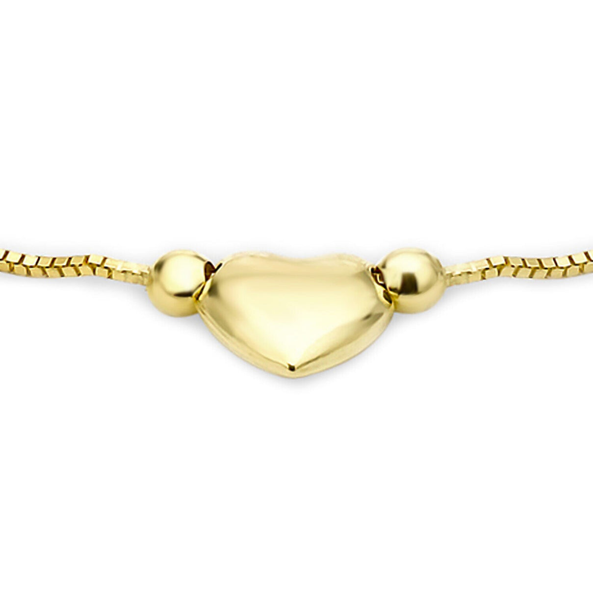 9K Yellow Gold 3 Heart Charm Box Chain Bracelet 7 Inch 7328219 1