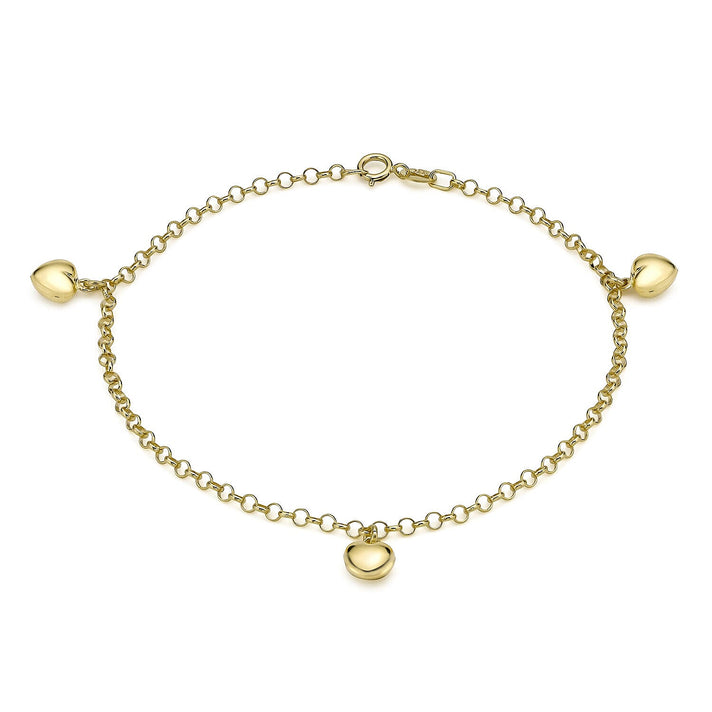 9K Yellow Gold 3 Heart Belcher Bracelet 7 Inch 7328208 1