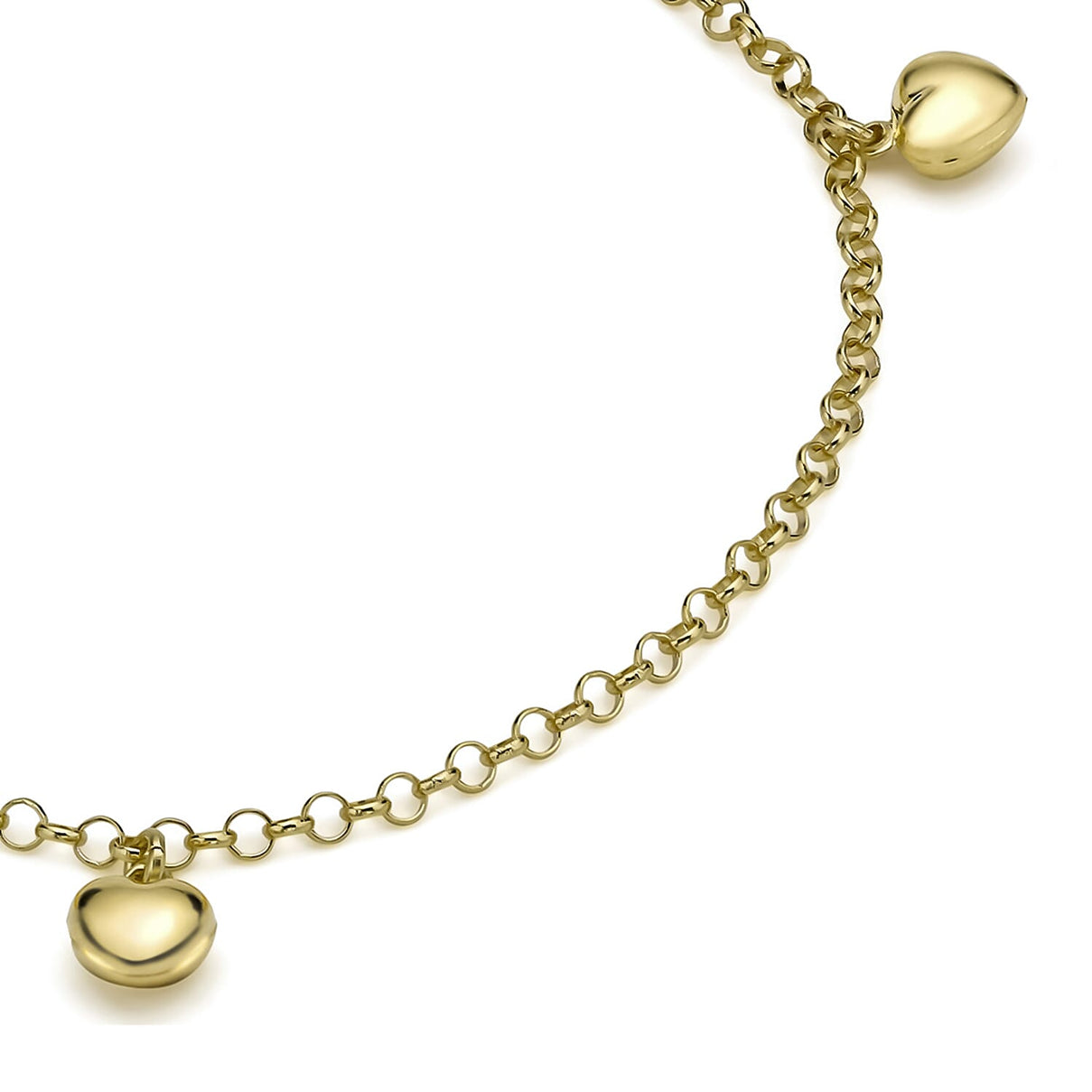 9K Yellow Gold 3 Heart Belcher Bracelet 7 Inch 7328208 1
