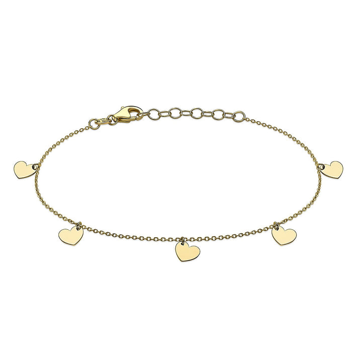 9K Yellow Gold 6mm x 6mm 5 Heart Adjustable Bracelet 7 Inch to 8 Inch 7328325 1