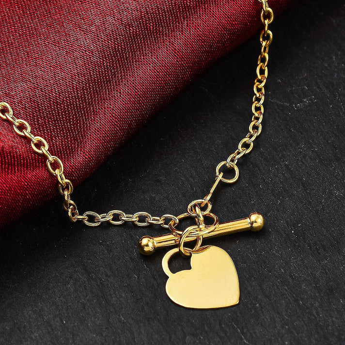 9K Yellow Gold 12mm x 10.5mm Heart T Bar Bracelet 7 Inch 7328222 2