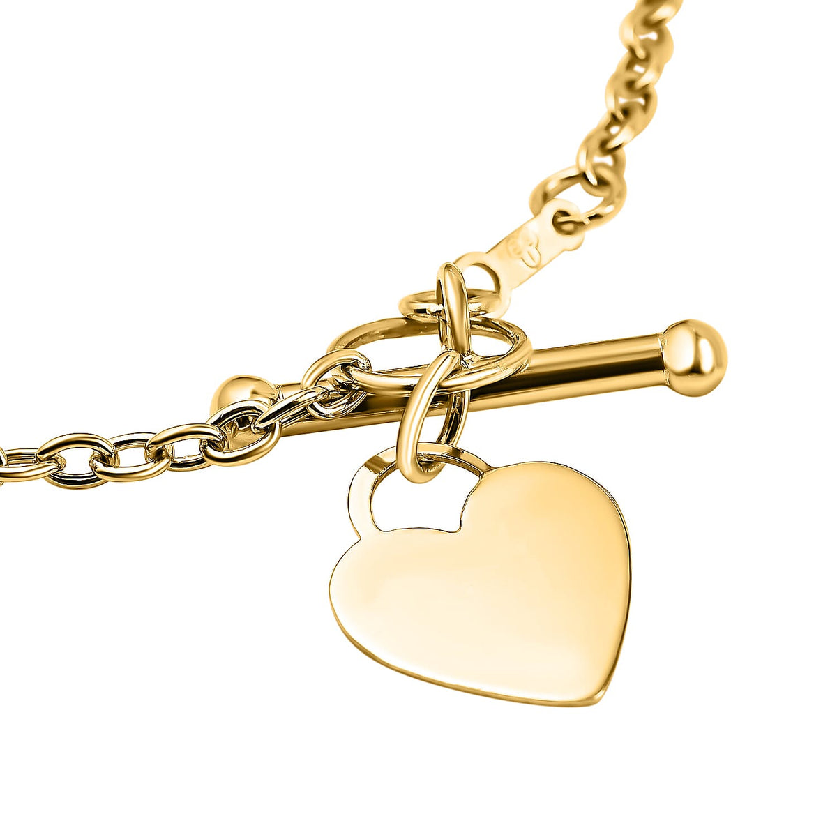 9K Yellow Gold 12mm x 10.5mm Heart T Bar Bracelet 7 Inch 7328222 2