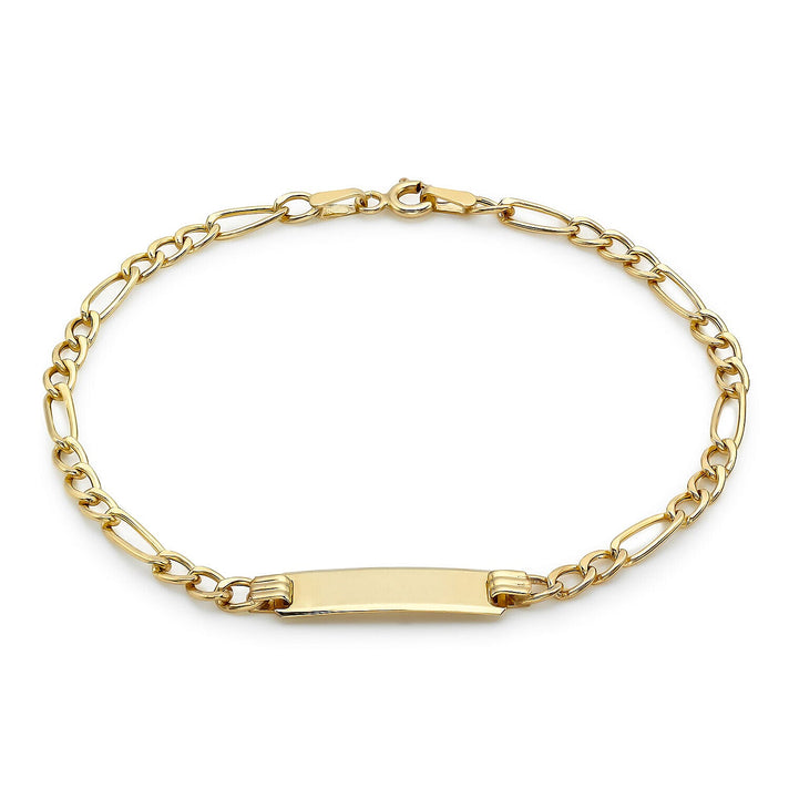 9K Yellow Gold 19.5mm x 5mm Hollow Figaro ID Bracelet 7 Inch 7457204 1