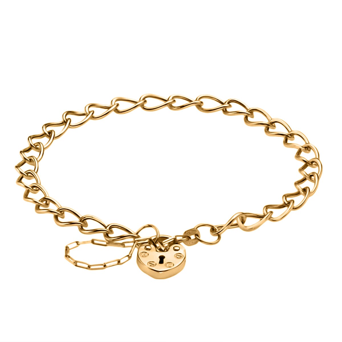 Hatton Garden Closeout Deal - 9K Yellow Gold 5MM Oval Link Padlock Bracelet (Size - 7) 7889776 0
