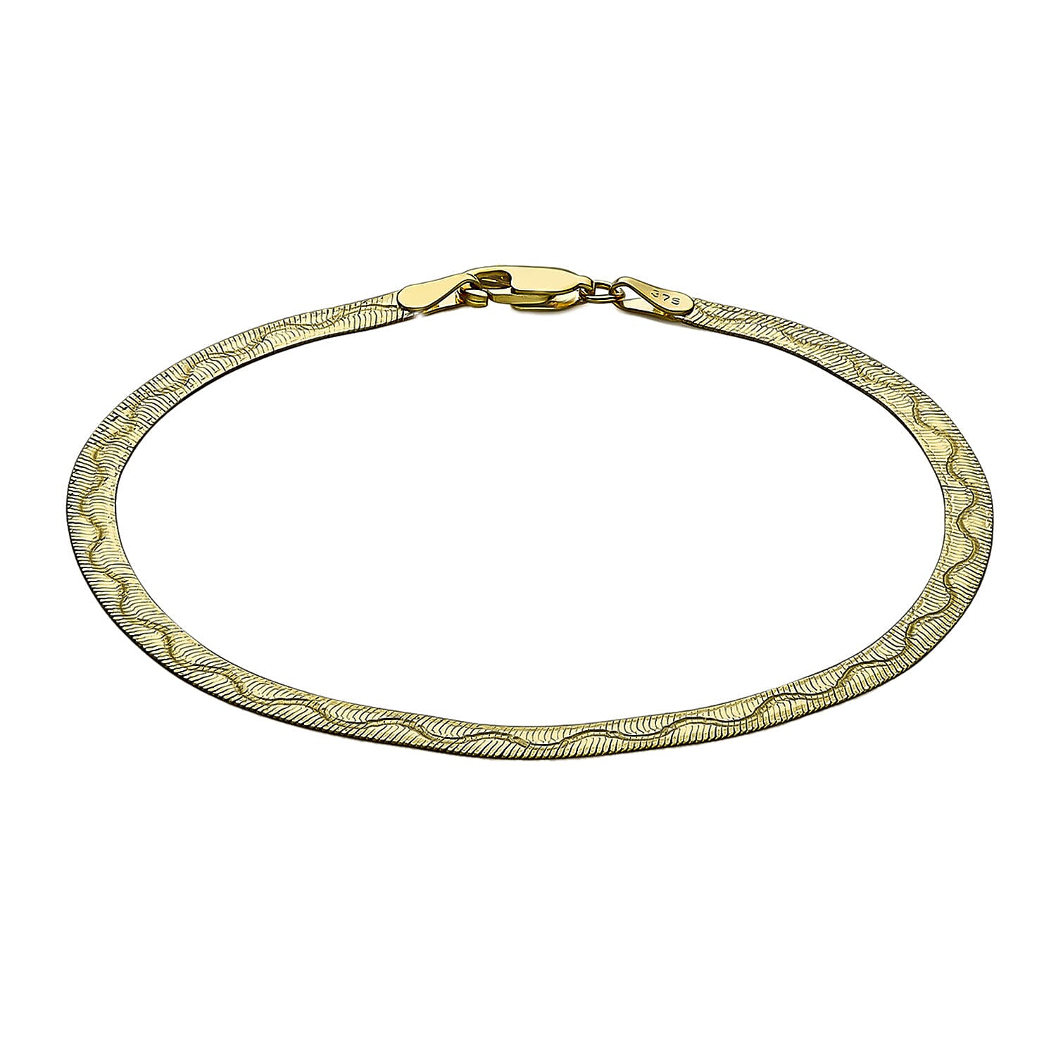 9K Yellow Gold 3.5mm Diamond Cut Wave Herringbone Bracelet 7 Inch 7328346 0