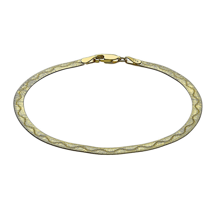 9K Yellow Gold 3.5mm Diamond Cut Wave Herringbone Bracelet 7 Inch 7328346 1