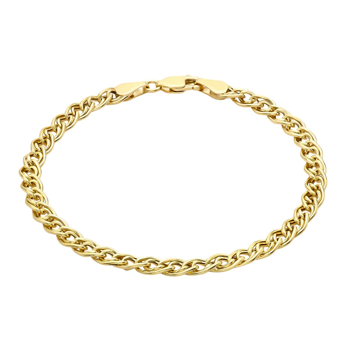 9K Yellow Gold Double Hollow Link Bracelet (Size - 7) 7762037 0