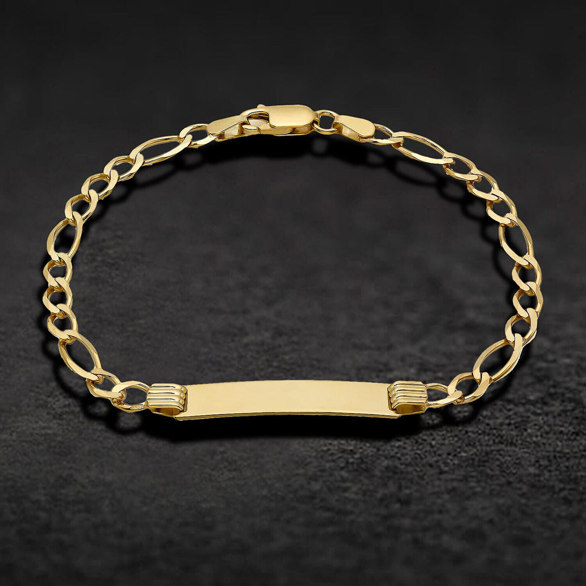 9K Yellow Gold Flat Figaro 25mm x 5.5mm ID Bracelet 7 Inch 7457169 1