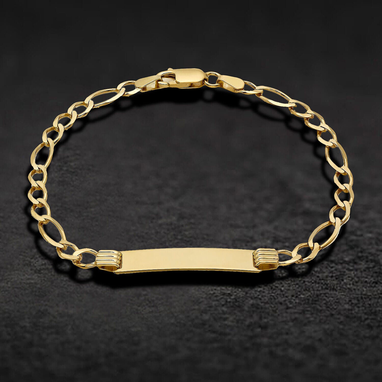 9K Yellow Gold Flat Figaro 25mm x 5.5mm ID Bracelet 7 Inch 7457169 1