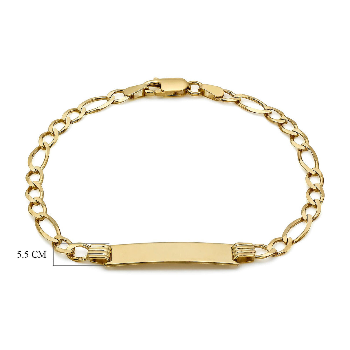 9K Yellow Gold Flat Figaro 25mm x 5.5mm ID Bracelet 7 Inch 7457169 2