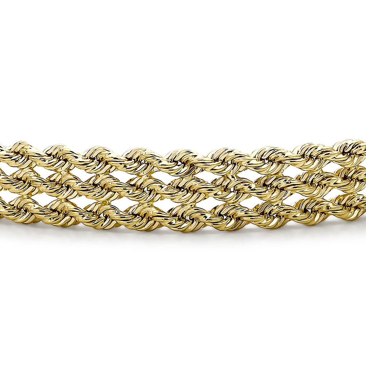 9K Yellow Gold 8.5mm Hollow Strand 3 Rope Bracelet 7 Inch 7328147 1