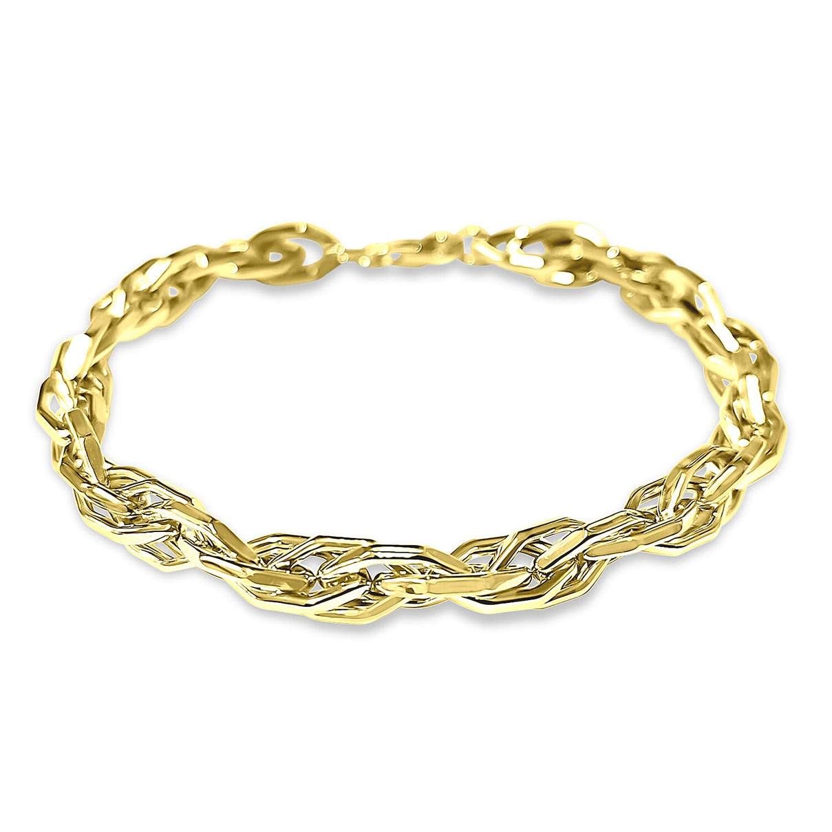 9k Gold Twisted Hexagonal Link Bracelet (Size - 8.5) 7861504 6